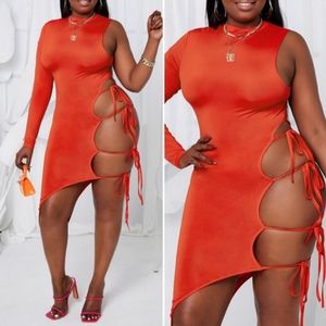 Mock Neck Hallow-Out Midi Dress